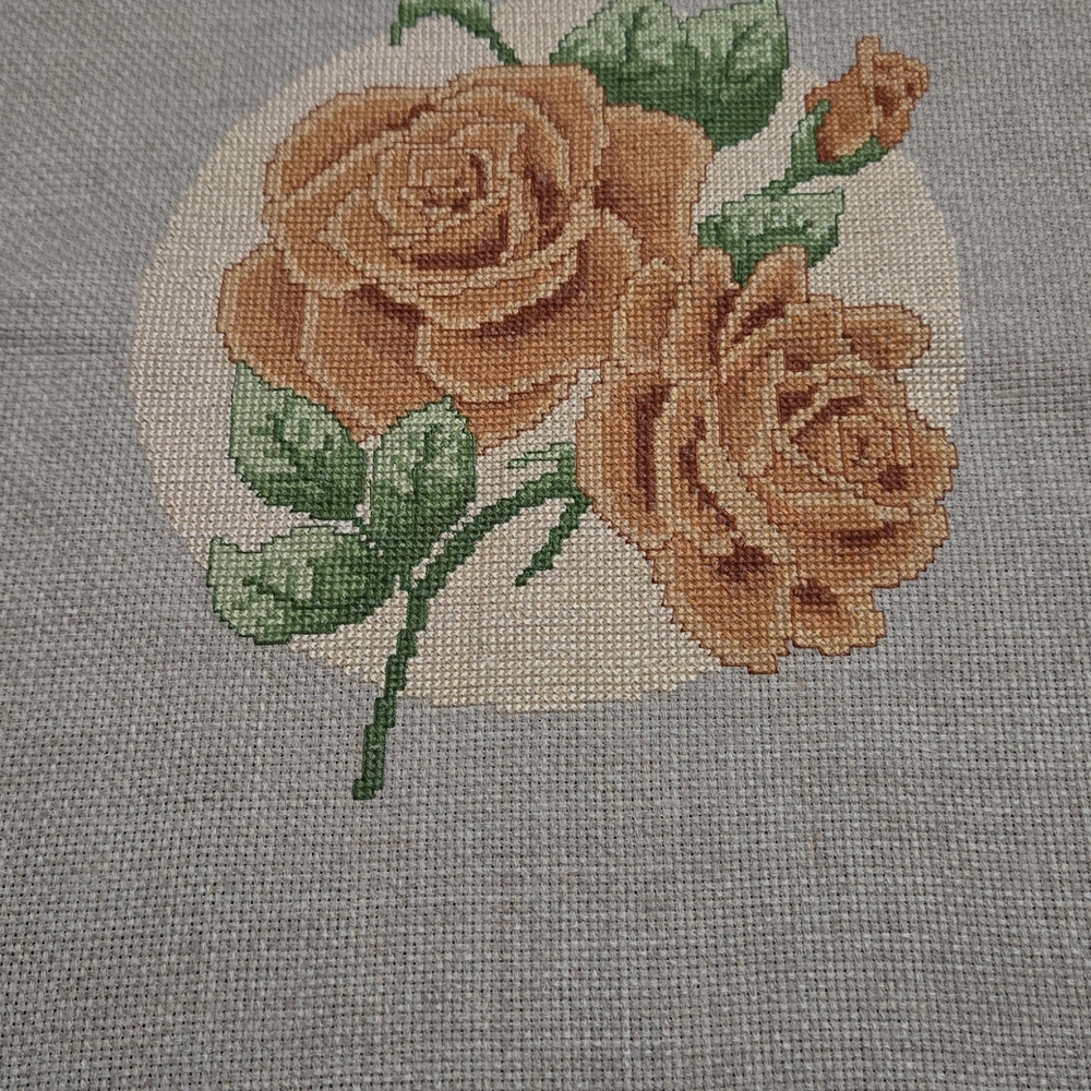 Floral Embroidered CROSS STITCH Ready To Frame